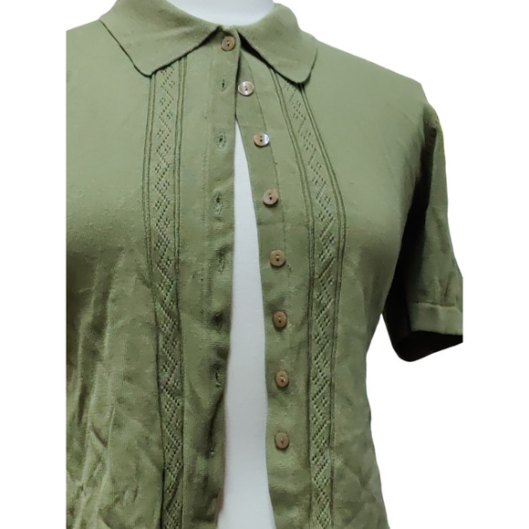 Casual Corner collared button up short sleeve sweater size Large - Picture 3 of 4